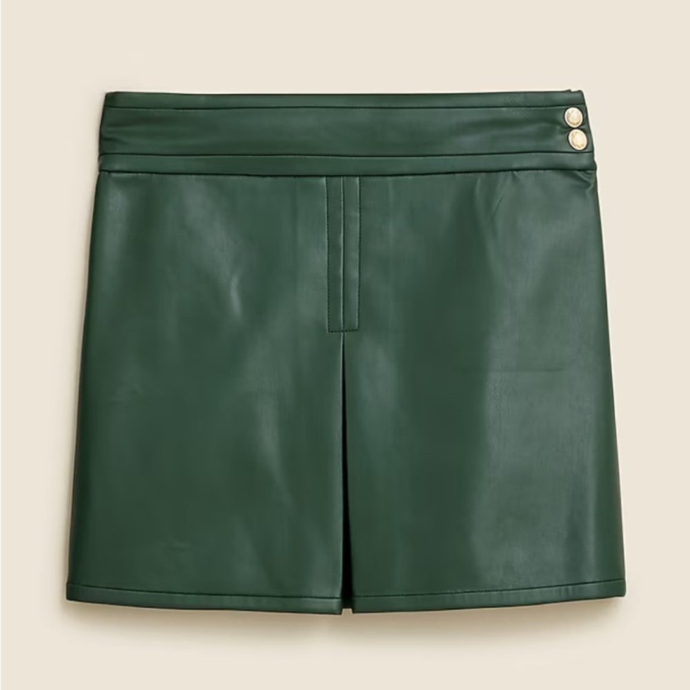 J Crew green pleather skirt